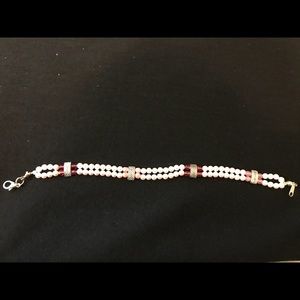 Pink bead and crystal bracelet